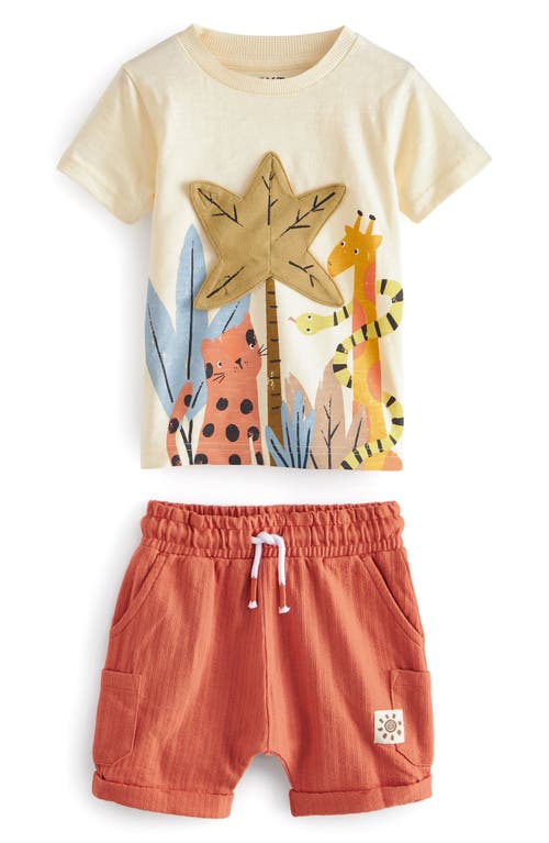 Shop Next Kids' Safari Cotton T-shirt & Shorts Set In Natural