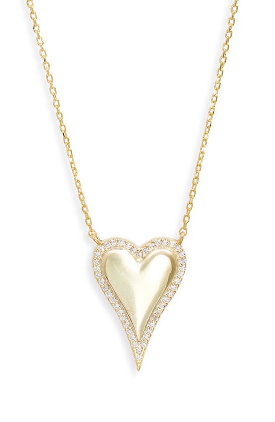 Shop Shymi Cubic Zirconia Pavé Heart Pendant Necklace In Gold