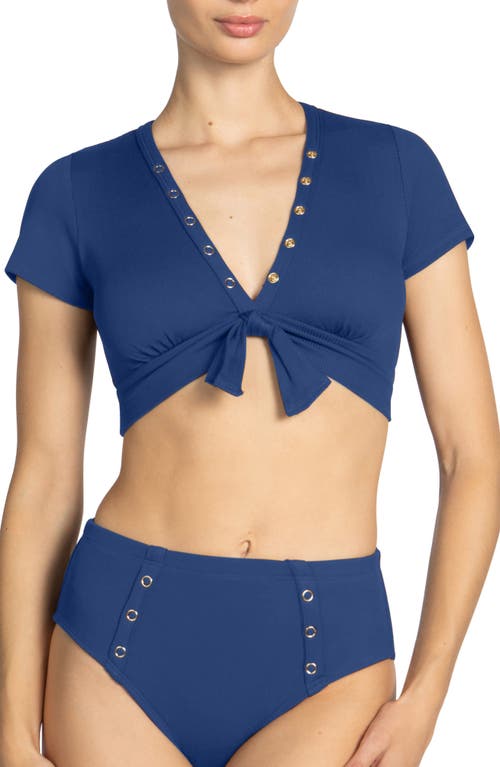 Amy Crop Bikini Top in Blueberry