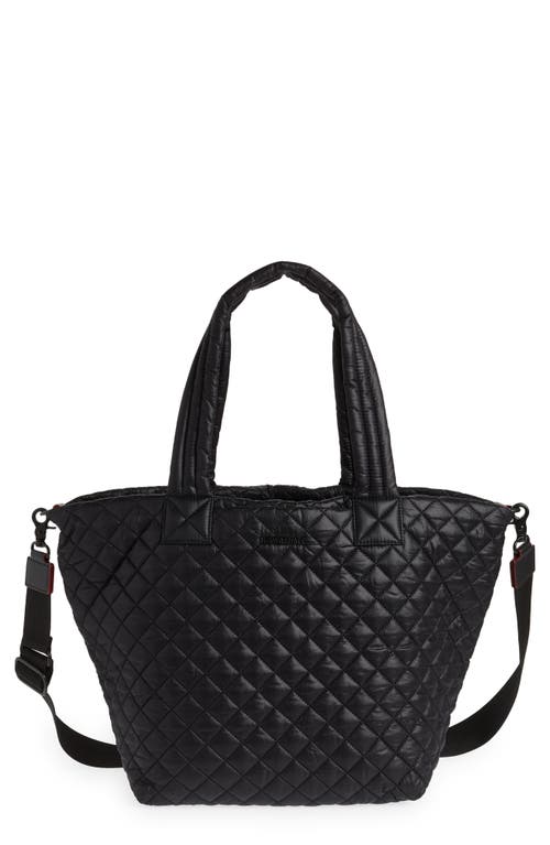 Medium Metro Deluxe Quilted Nylon Tote in Black