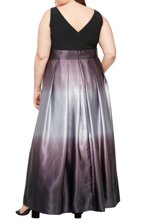 Shop Sl Fashions Ombrè Satin Gown In Black/silver