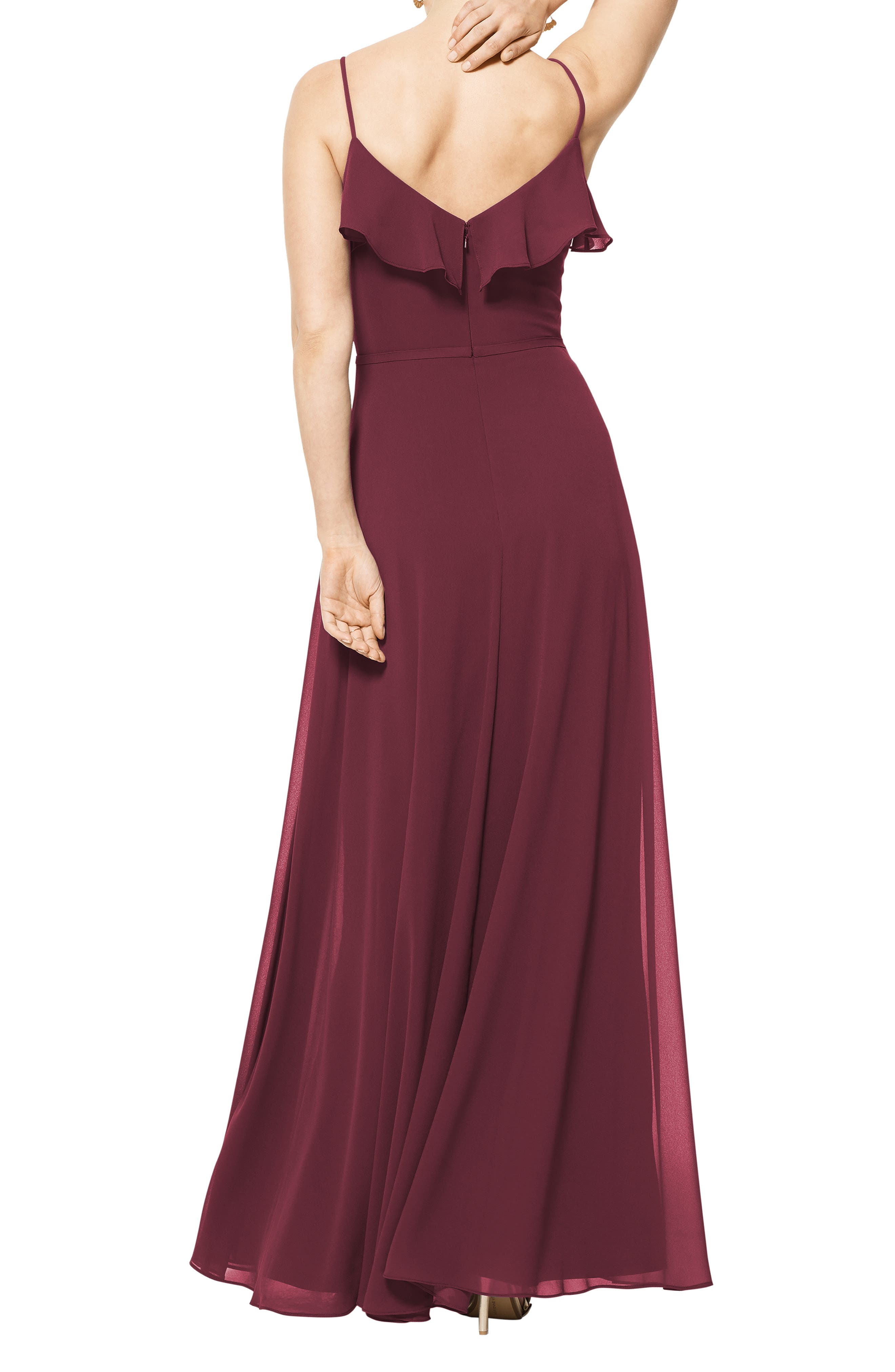 lulus v neck chiffon gown