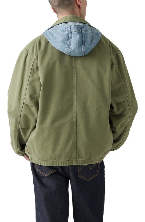 Shop Levi's Duboce Oversize Hooded Work Jacket In Found A Four Leaf Clover