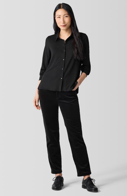 Shop Eileen Fisher Slim Fit Classic Collar Button-up Shirt In Black