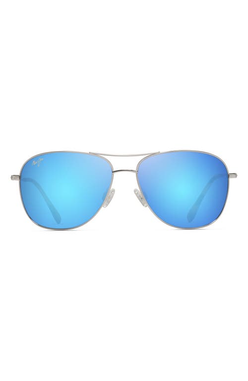 Maui Jim Cliff House 59mm Polarizedplus2® Metal Aviator Sunglasses In Blue