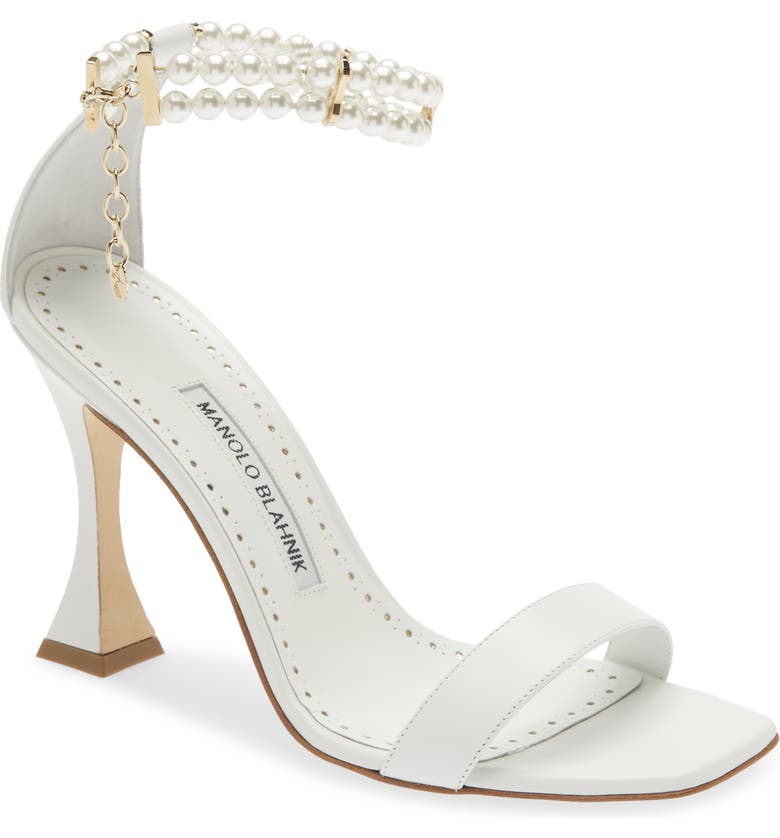 Manolo Blahnik Charona Imitation Pearl Ankle Strap Sandal | Nordstrom