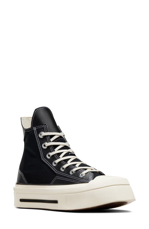 Converse Gender Inclusive Chuck 70 De Luxe Square Toe Platform High Top Sneaker In Black/black/egret