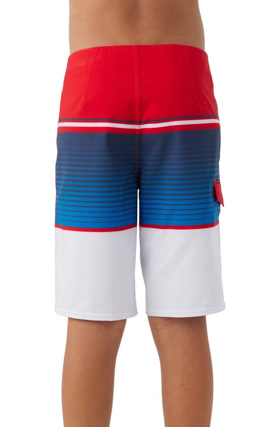 Shop O'neill Kids' Lennox Stripe Board Shorts In Red White Blue