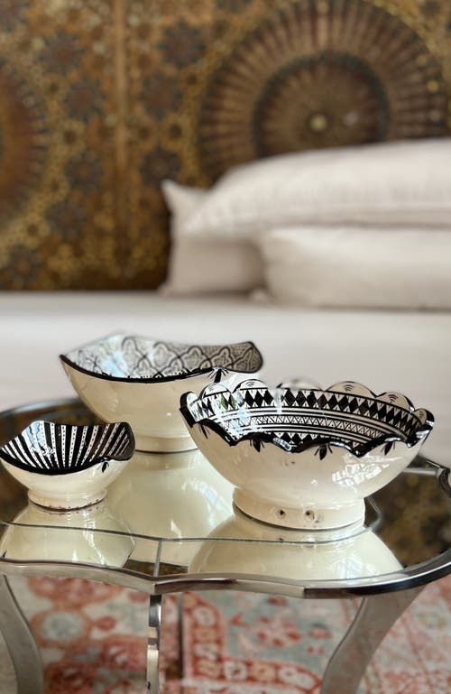Verve Culture Moroccan Ceramic Nesting Bowls In Black