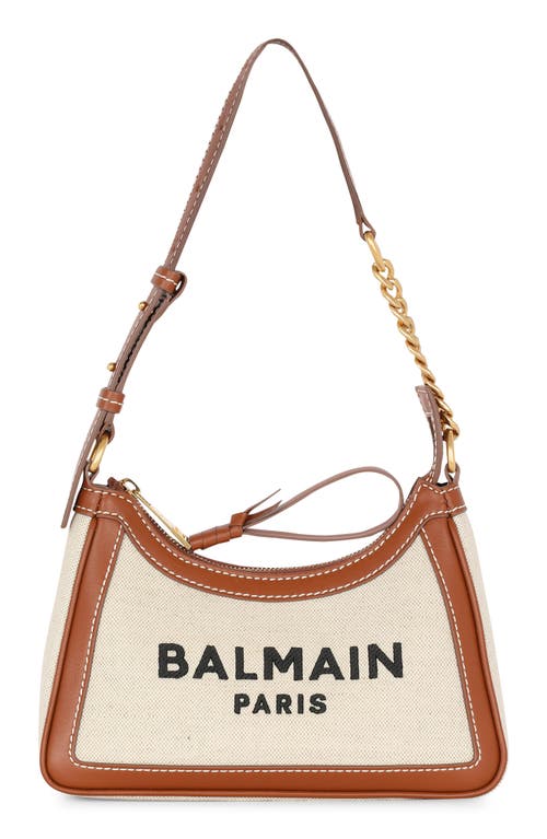 BALMAIN BALMAIN B-ARMY CANVAS & LEATHER SHOULDER BAG 