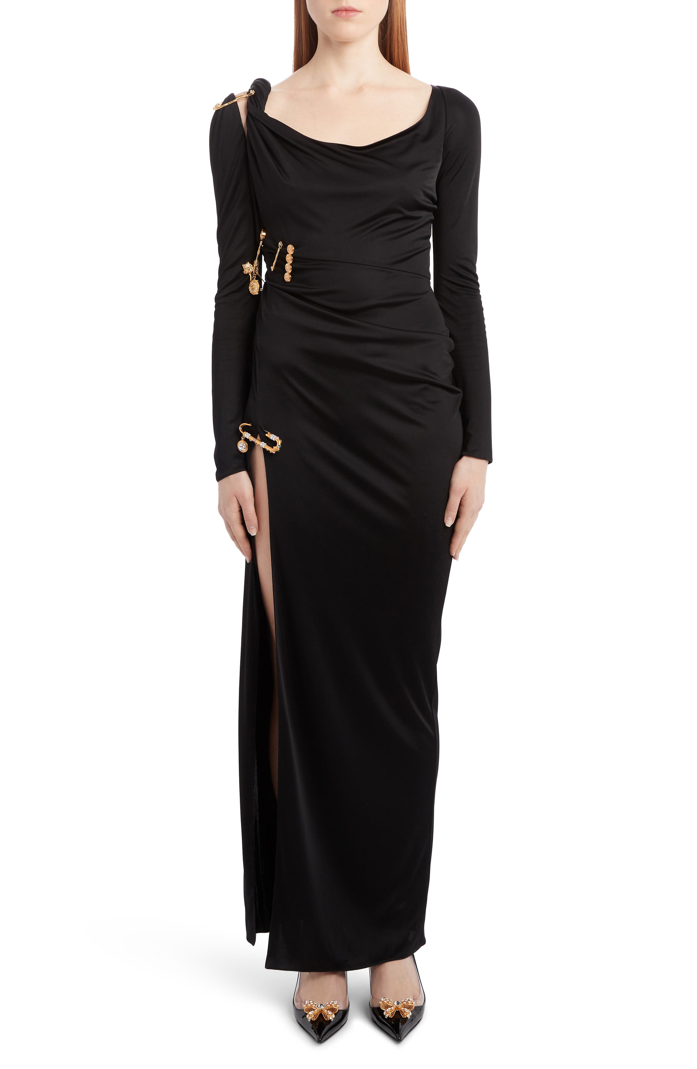 versace black long sleeve dress