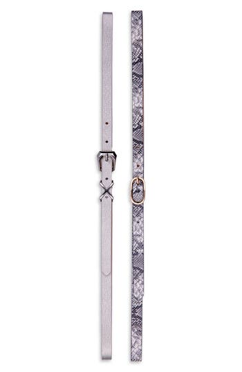 Shop Linea Pelle 2-for-1 Metal Keeper Belts In Silver/black/white