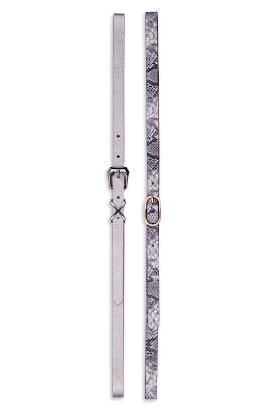 Shop Linea Pelle 2-for-1 Metal Keeper Belts In Silver/ Black/ White
