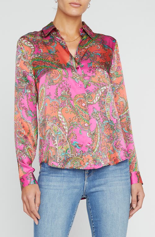 L'AGENCE Tyler Paisley Print Silk Shirt Rhodamine Bright Pop at Nordstrom,