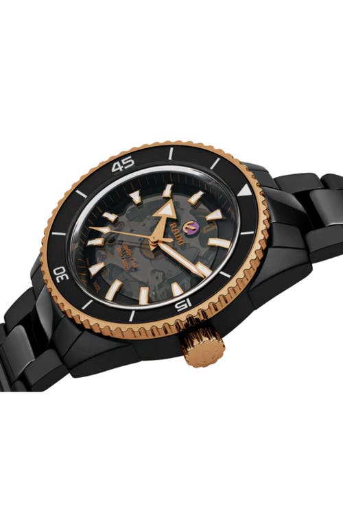Rado Captain Cook High Tech Ceramic Automatic Bracelet Watch, 43mm In Rose Gold/black