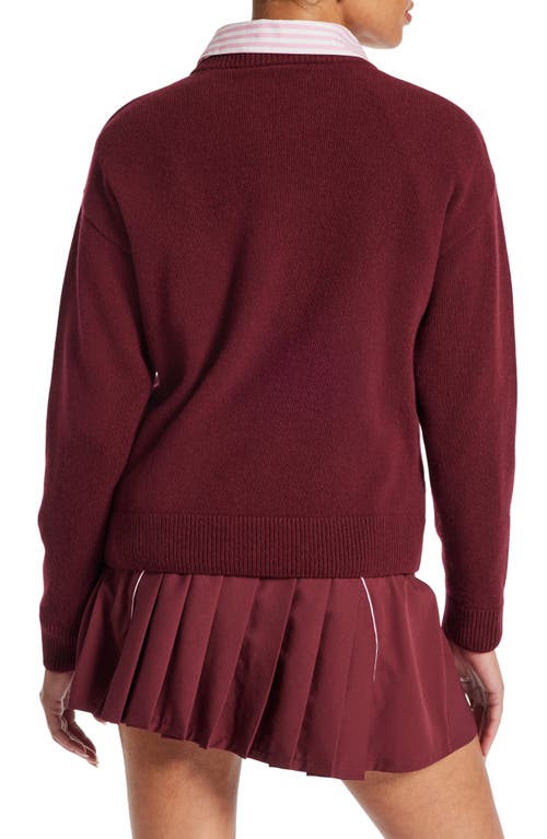 Shop Lacoste Big Croc Cashmere & Wool Crewneck Sweater In Zinfandel/candy