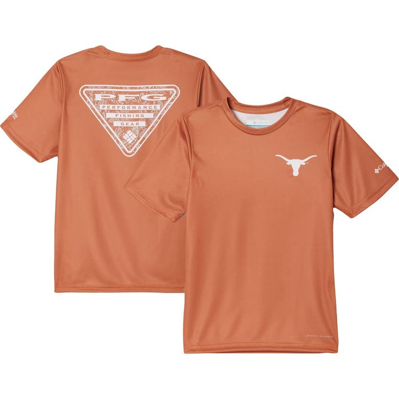 Columbia Kids' Youth  Texas Orange Texas Longhorns Terminal Tackle Two-hit Omni-shade T-shirt In Burnt Orange
