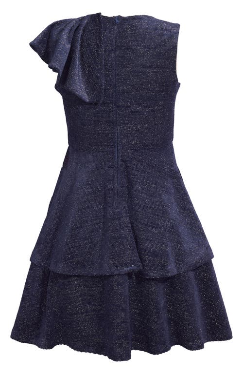 Shop Iris & Ivy Kids' Sparkle One-shoulder Party Dress In Navy