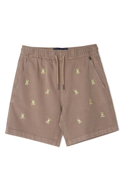 Psycho Bunny Kids' Guilford Embroidered Elastic Waist Chino Shorts Antique Taupe at