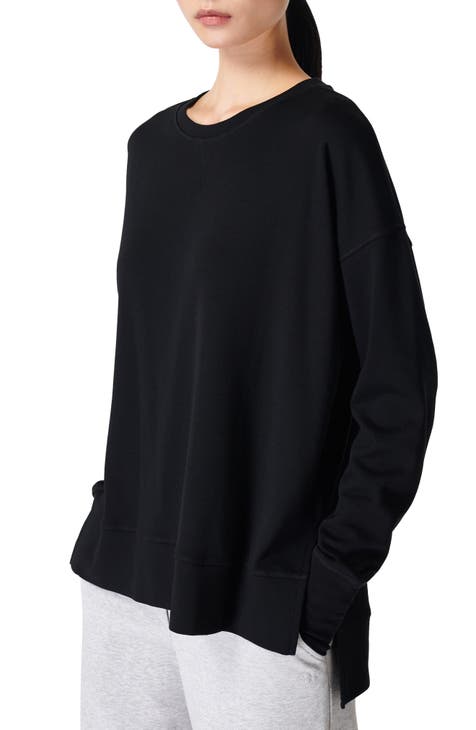 Women's Grey Mohair Crew-neck Sweater, Beige Long Sleeve T-shirt, Burgundy  Leggings, Black Leather Crossbody Bag