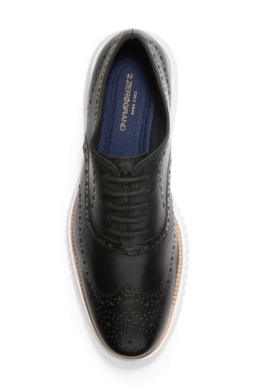 Shop Cole Haan 2.zerogrand Wingtip Oxford In Black Leather/optic White