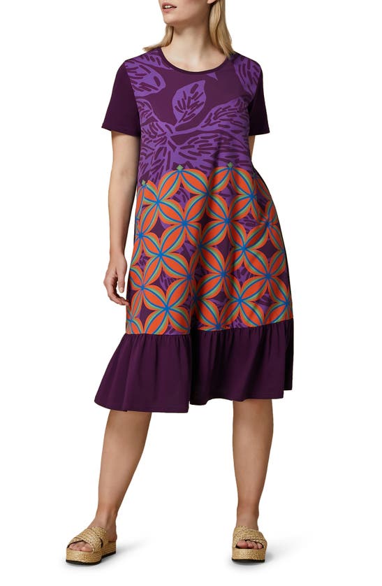 Shop Marina Rinaldi Piroga Print Jersey Dress In Lilak