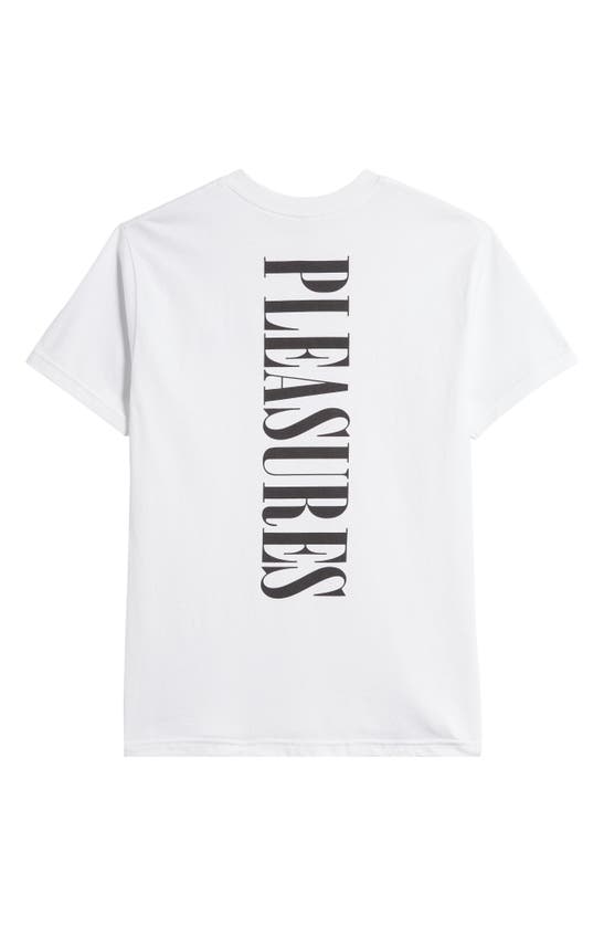 Shop Pleasures Vertical Logo Cotton Graphic T-shirt In White