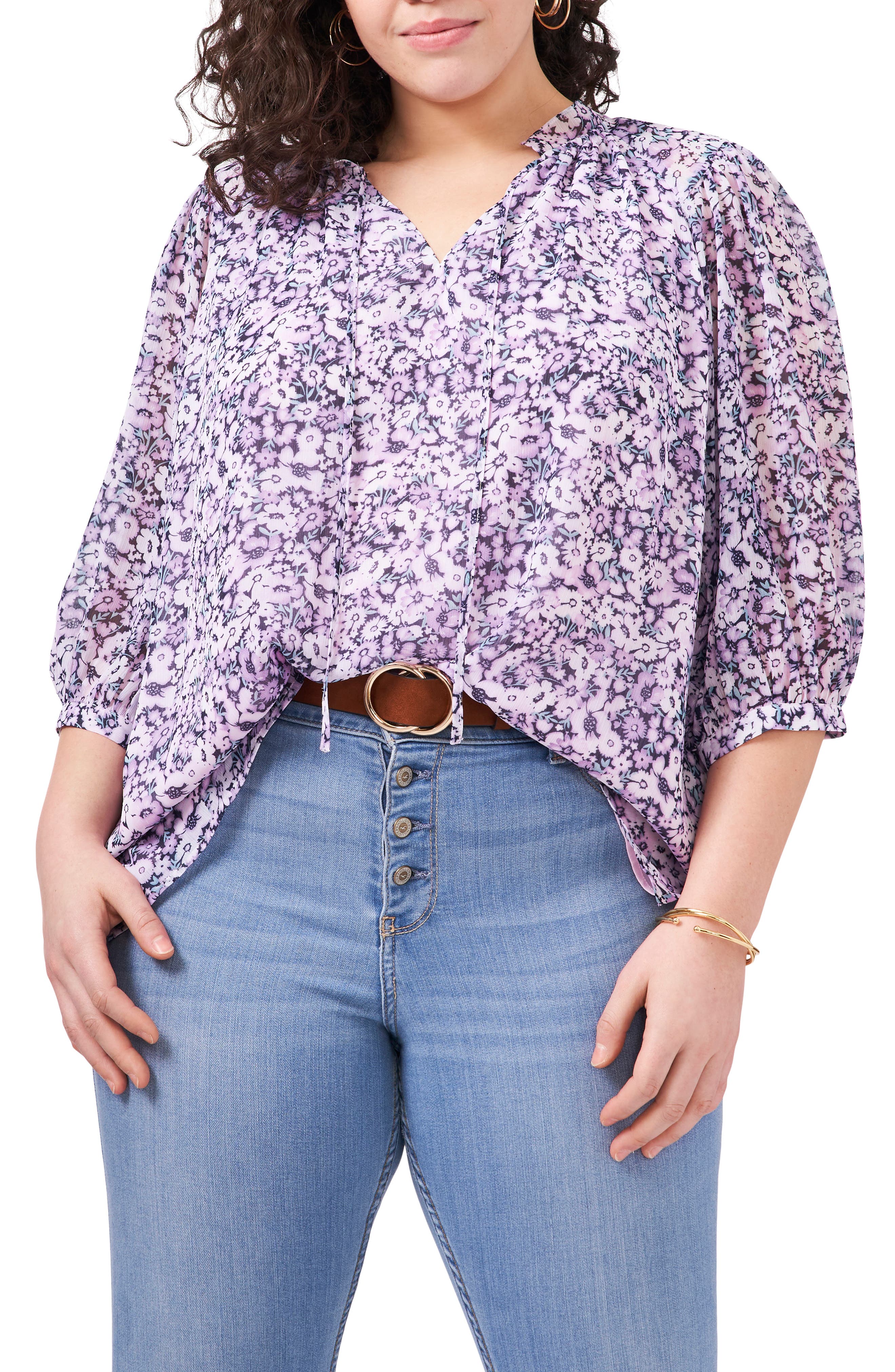 purple flowy top