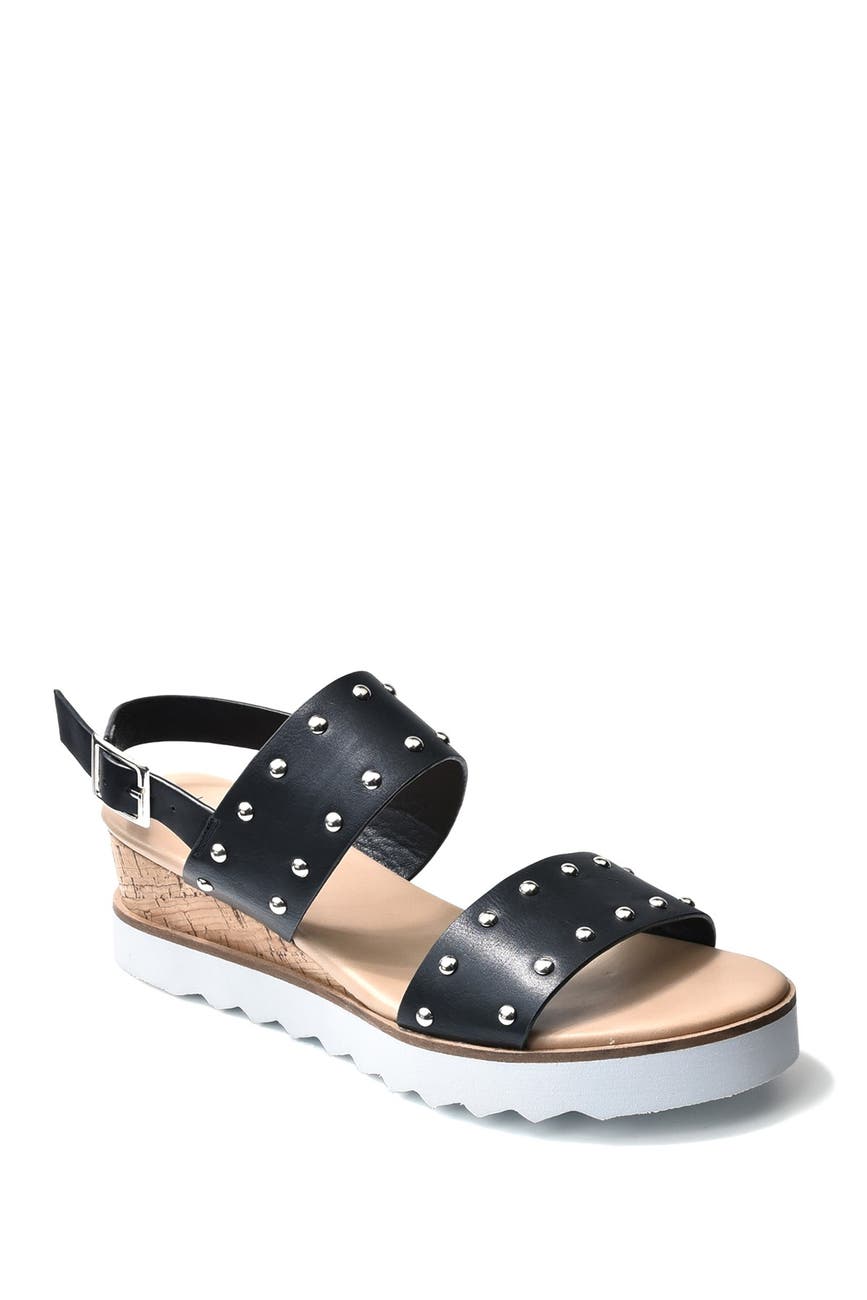 Nicole Miller Cameo Studded White Sole Wedge Sandal Nordstrom Rack