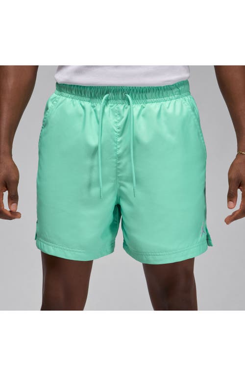 Shop Jordan Essential Poolside Drawstring Shorts In Emerald Rise/white