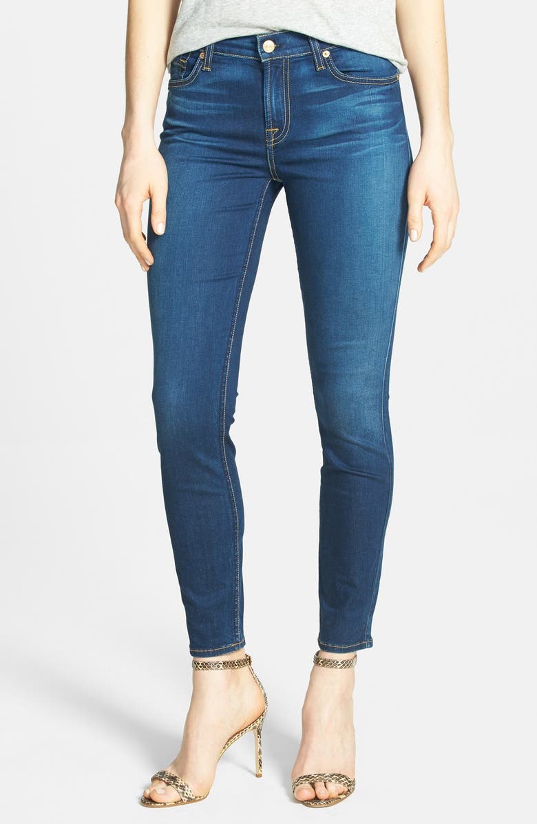 7 For All Mankind® Mid Rise Crop Skinny Jeans (Bright Blue Sateen ...