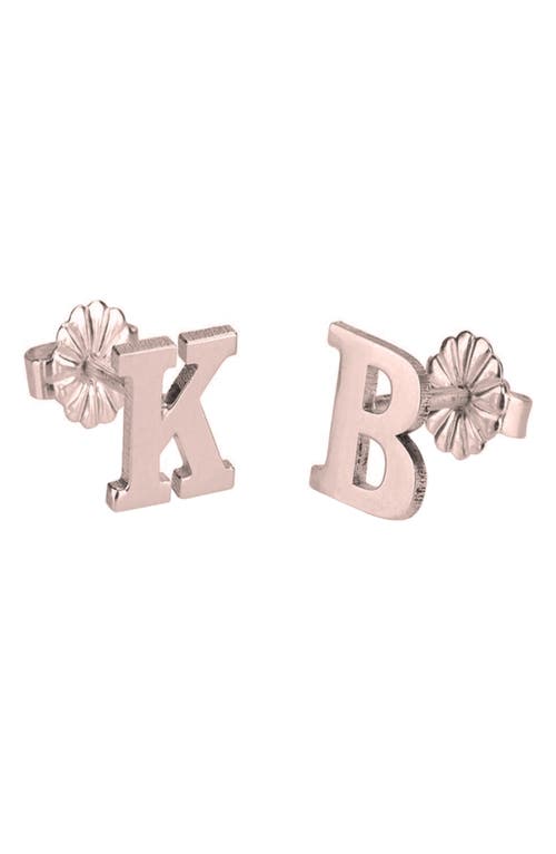 Personalized Letter Stud Earrings in Rose Gold Plated