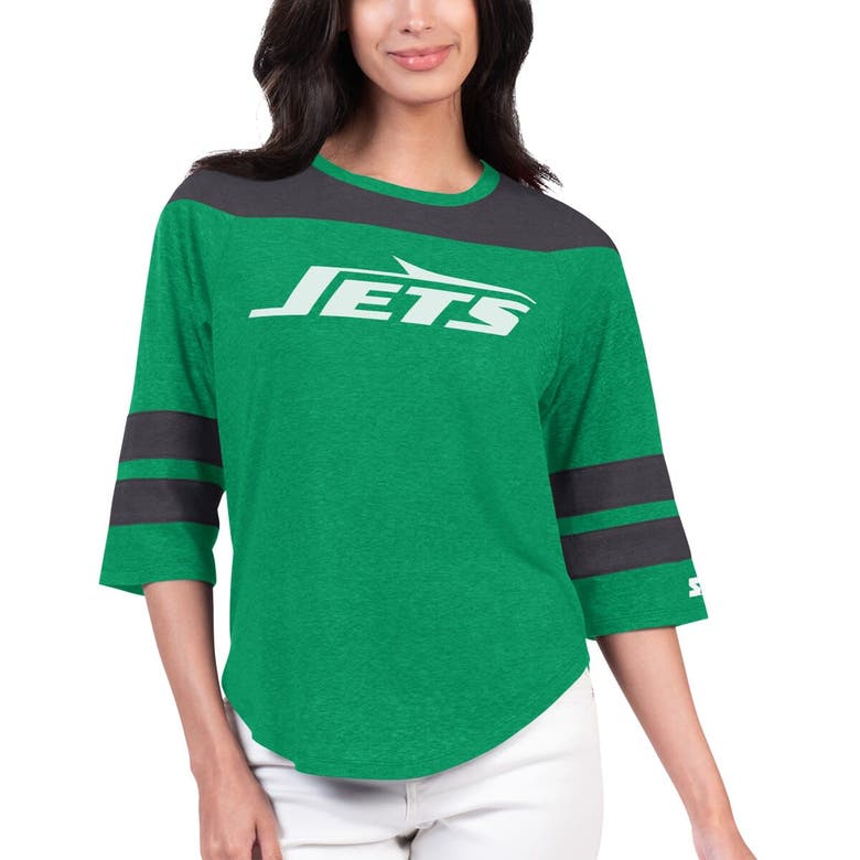 Starter Kelly Green New York Jets Fullback Tri-blend 3/4-sleeve T-shirt