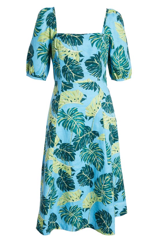 Draper James June Floral Linen Midi Dress In Blue Multi
