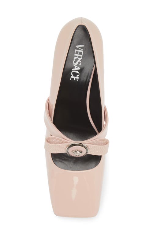 Shop Versace Medusa Bow Mary Jane Pump In Dusty Rose/palaldium