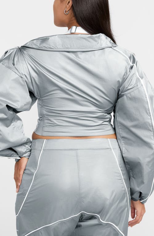 Shop Nike X Jacquemus Crop Track Jacket In Particle Grey/white