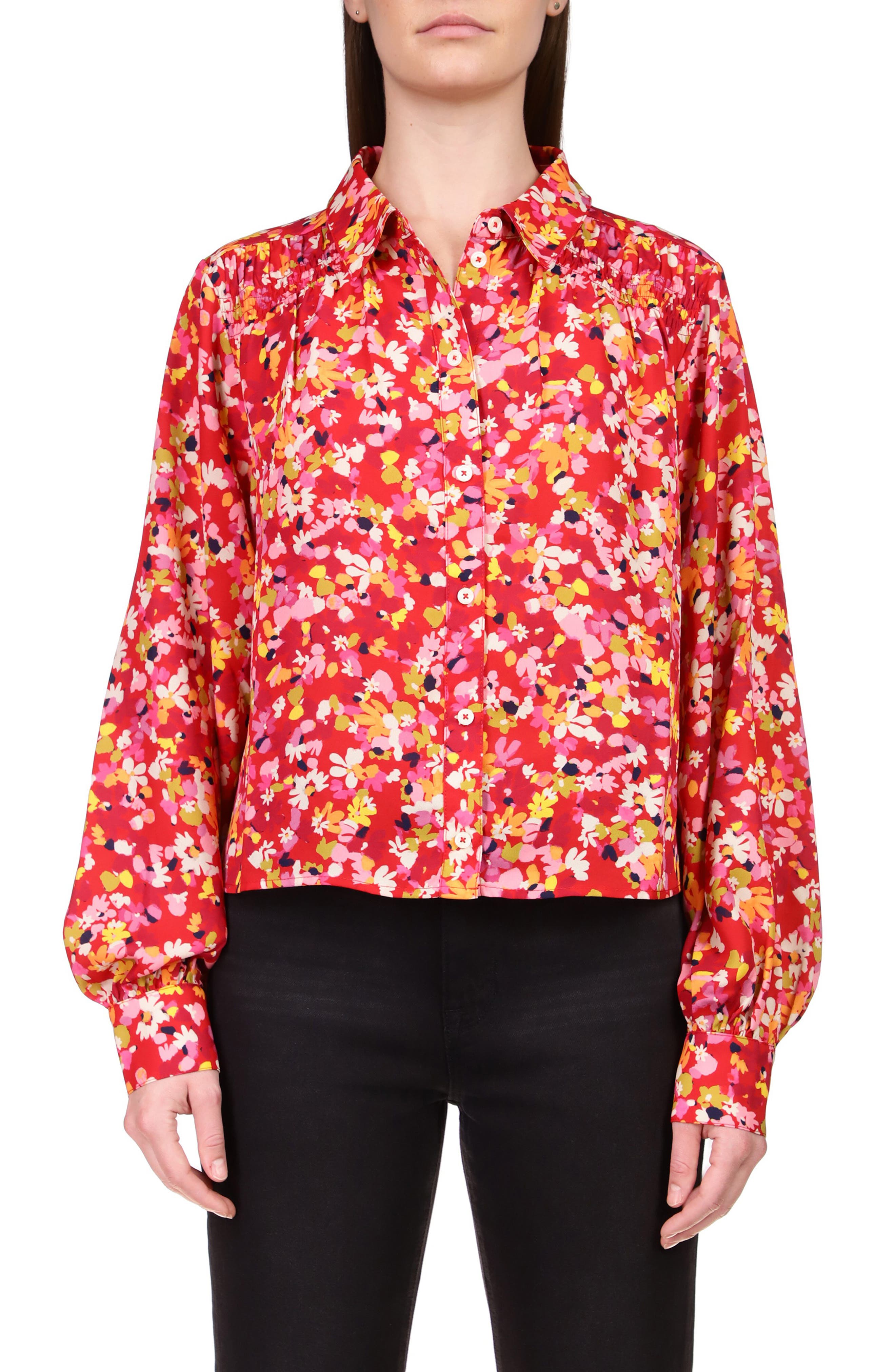 a new day floral blouse