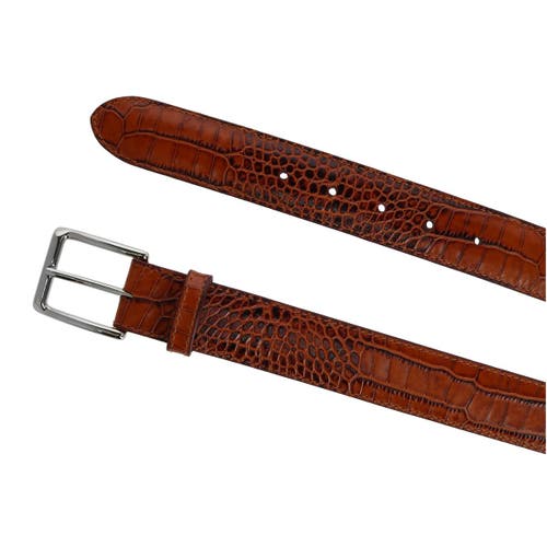 Trafalgar Chance 35mm Mock Mini-african Alligator Embossed Italian Leather Belt In Cognac