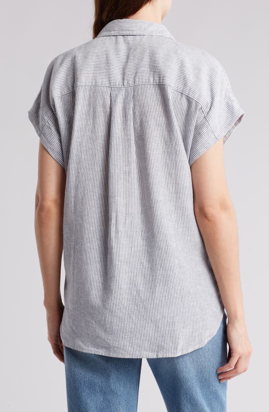 CASLON CASLON® OVERSIZE STRIPE SHORT SLEEVE BUTTON-UP SHIRT