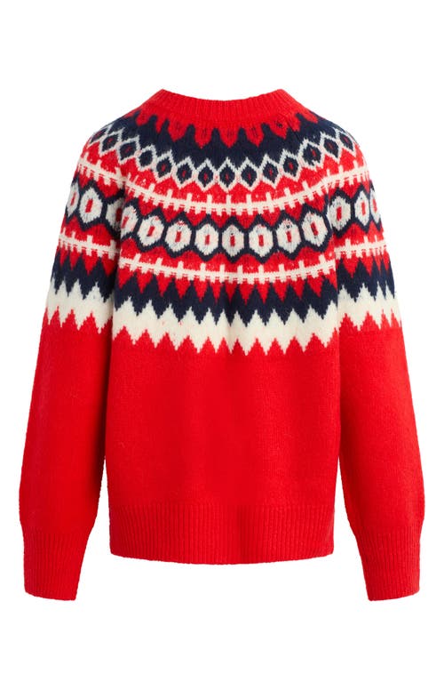 Shop Favorite Daughter The Snowed In Fair Isle Merino Wool & Cashmere Blend Cardigan In Red Fairisle