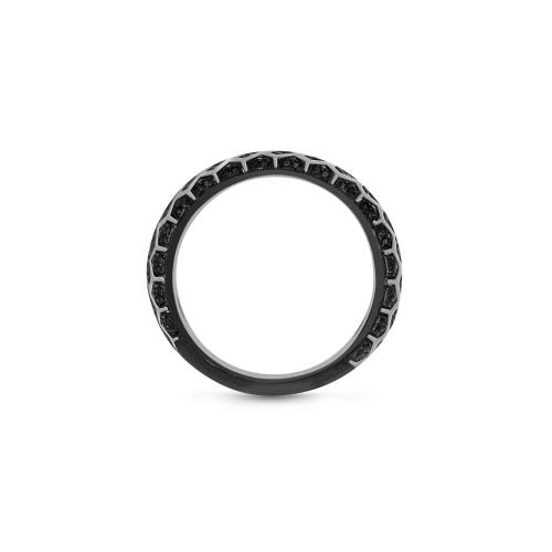 LUVMYJEWELRY LUVMYJEWELRY FAST TRACK TIRE TREAD STERLING SILVER & BLACK DIAMOND RING