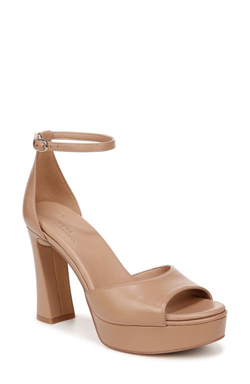 Delphie Ankle Strap Platform Sandal in Taupe Leather