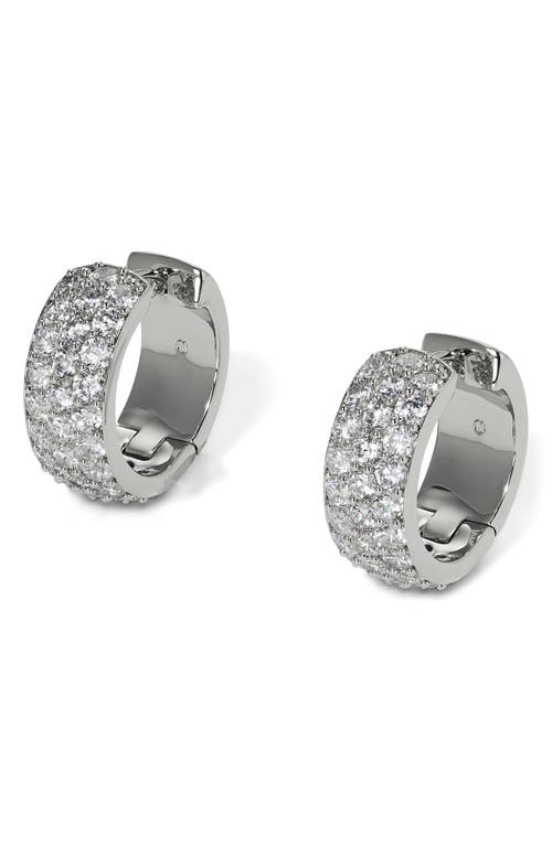 Nadri Northern Lights Pavé Cubic Zirconia Huggie Hoop Earrings in Rhodium 