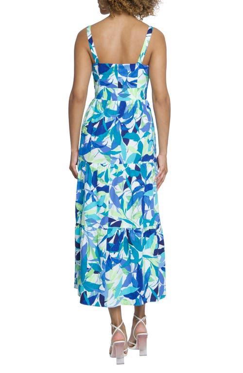 Shop Maggy London Tiered Maxi Dress In Soft White/peacock Blue