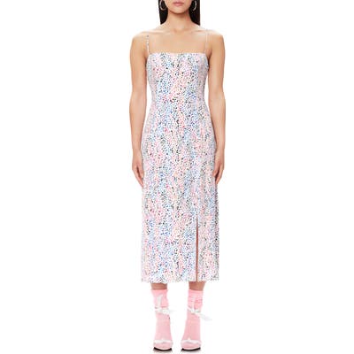 Afrm Yani Floral Slit Midi Sundress, White