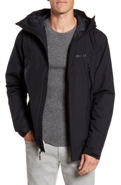 Marmot Solaris Hooded Gore Tex Waterproof Jacket In Black Modesens