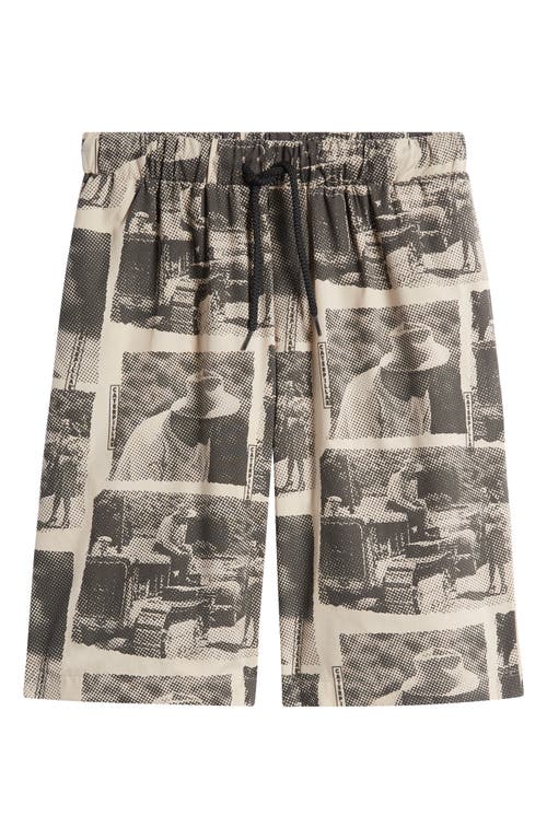 Fields Allover Print Drawstring Shorts in Biscotti