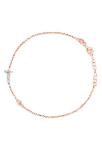 Meshmerise Diamond Initial Bezel Bracelet In Rose-t