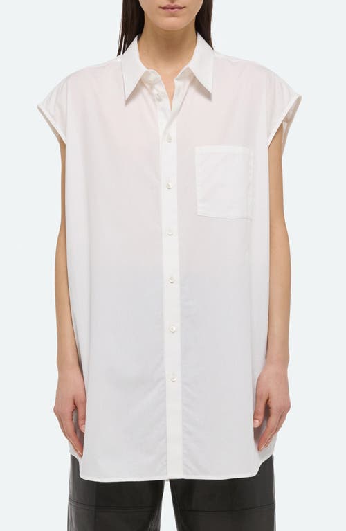 Soft Cap Sleeve Button-Up Shirt in White