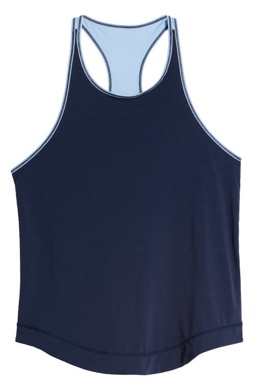 Shop Sweaty Betty Breath Easy Running Tank Top In Navy Blue